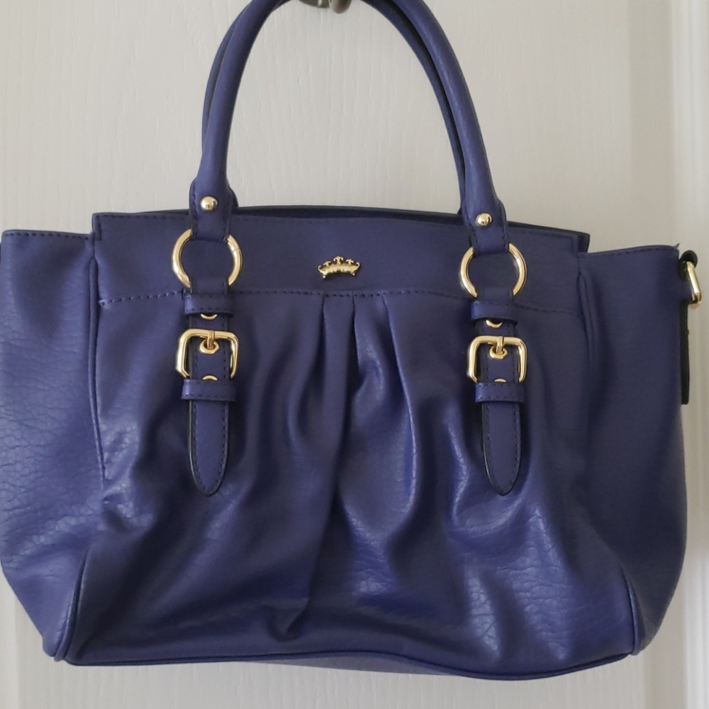 Crown-Logo Purple Leatherette Shoulder Bag